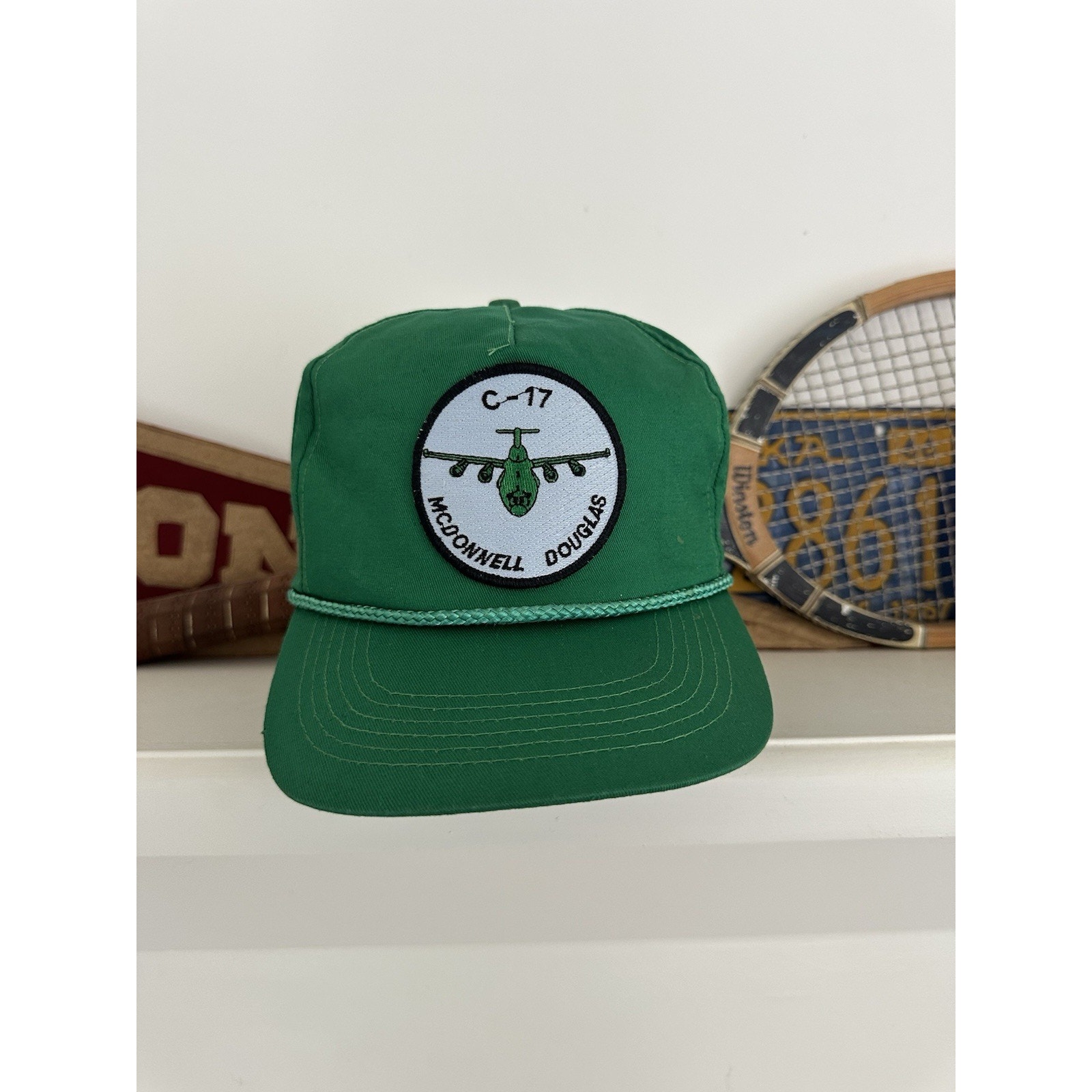 Vintage Rope Trucker Mcdonnell Douglas C-17 Airplane Snapback Hat